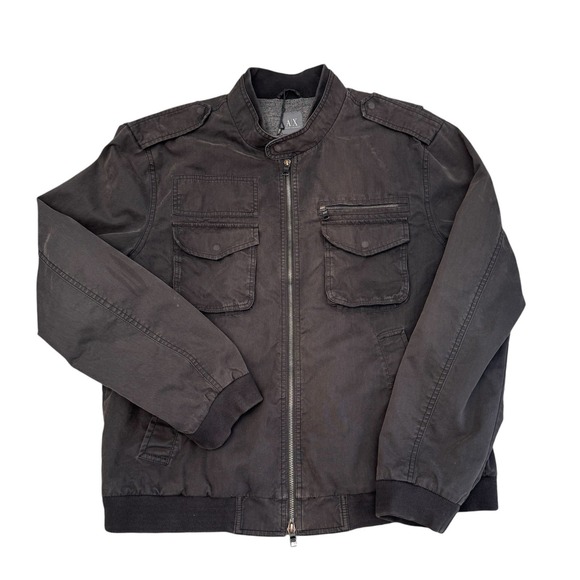 Y2K Armani Exchange‎ Men XL Faded Black Lined Jacket Bomber Utility Grunge Cargo - Picture 1 of 16